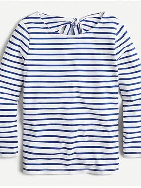 NWT J. Crew Blue White Nautical Coastal Stripe Mariner Cloth Top Medium